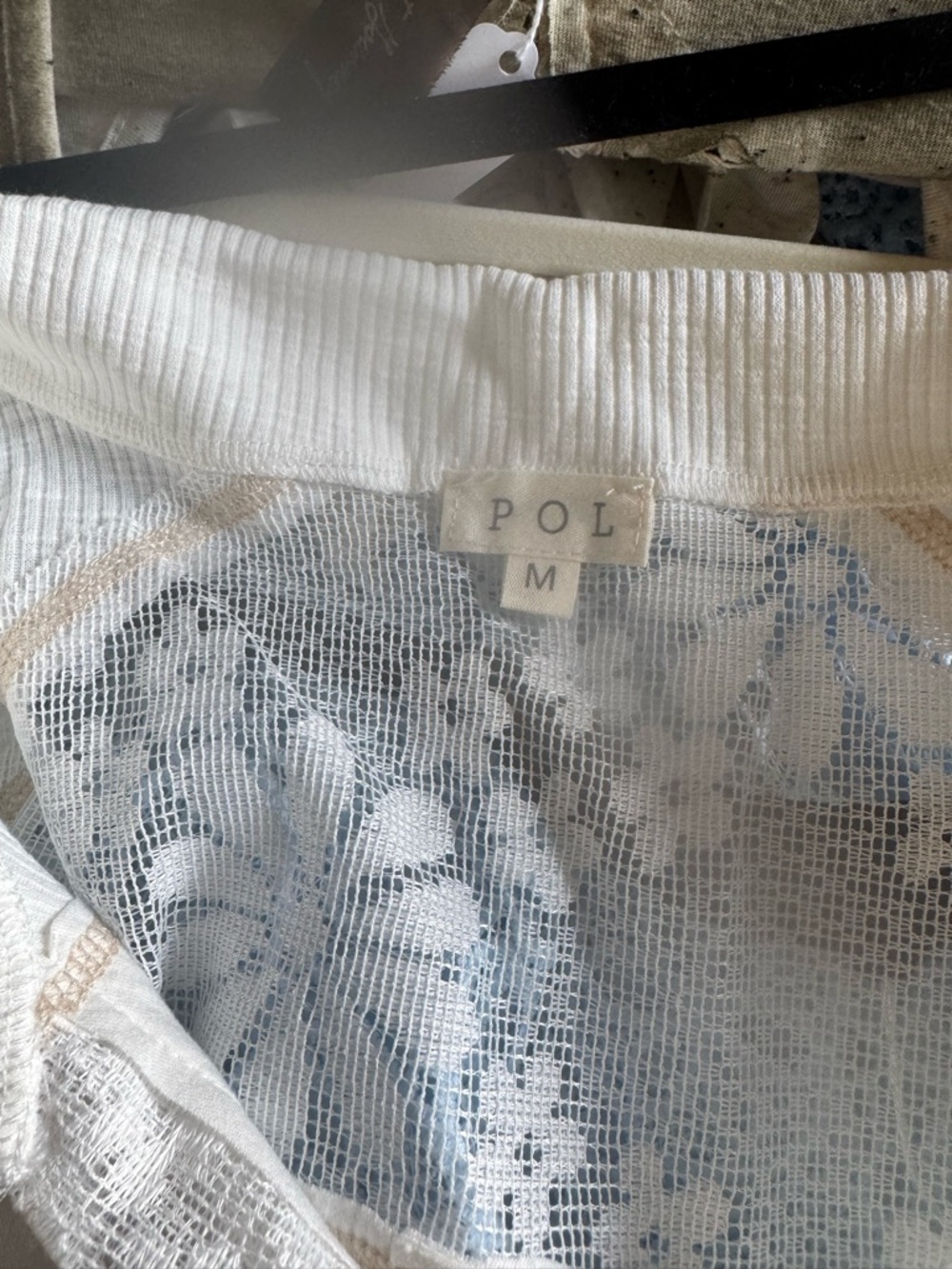 TOP ONLY> POL NWOT WHITE LACE SHORT SLEEVE & V-NECK TOP - Picture 4 of 4
